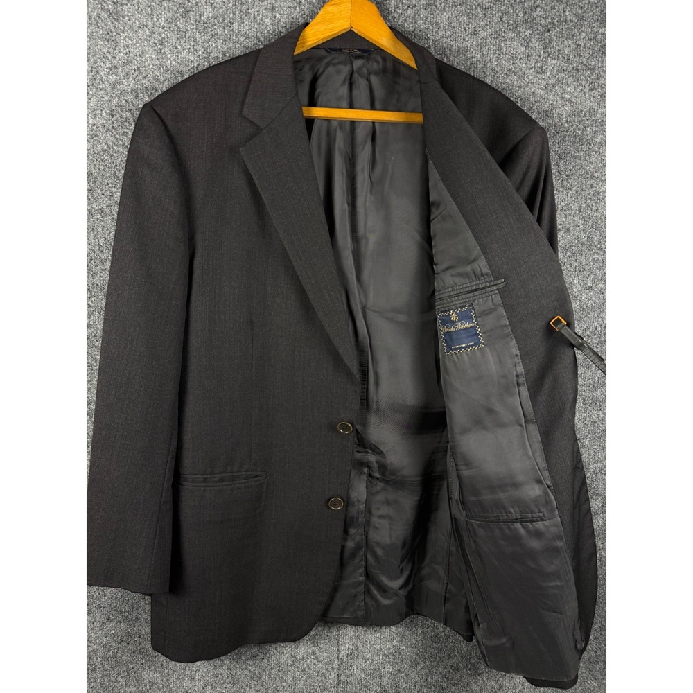 VTG Brooks Brothers Mens 41R Wool Blazer Sport Coat Charcoal Gray Made in USA